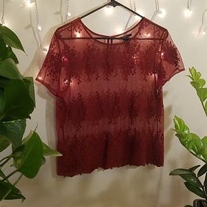 Sheer maroon F21 top